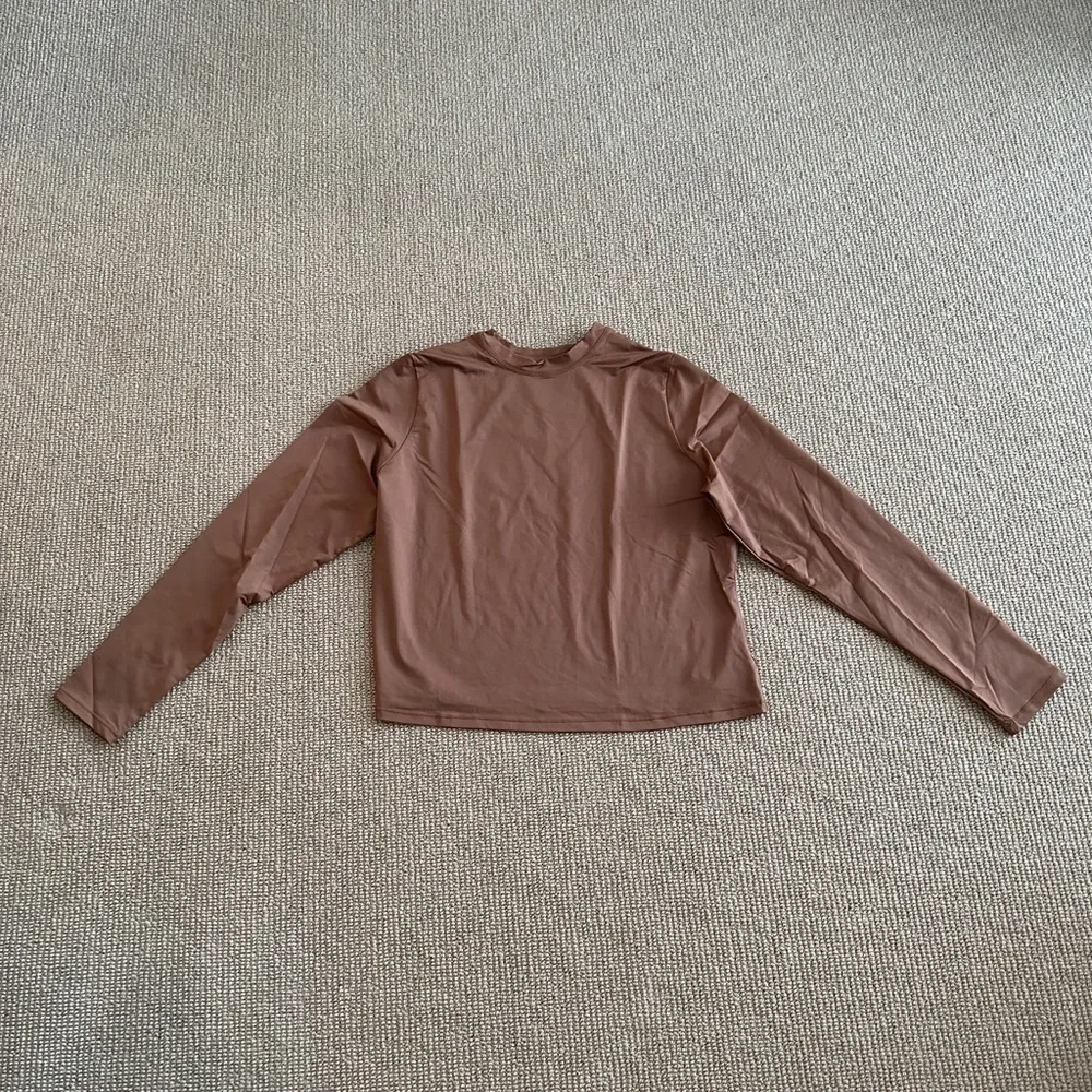 Skims Almond Swim Long Sleeve Shirt Swimsuit, Size 2X NWT - Picture 2 of 3